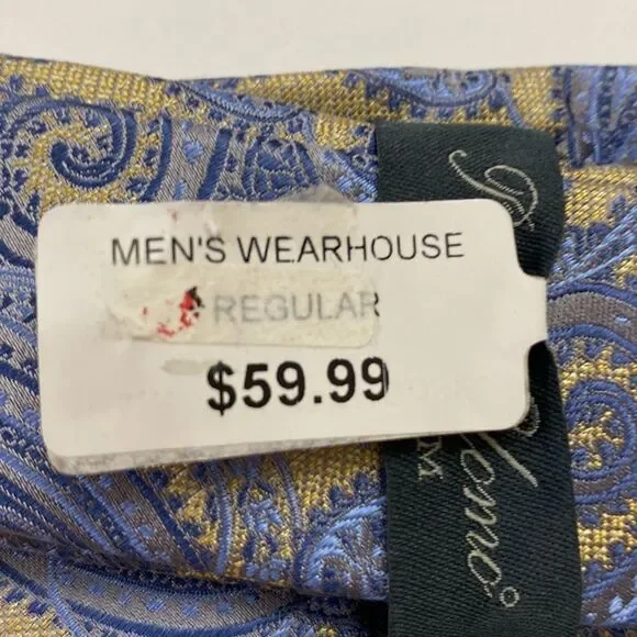 ProntoUomo platinum Mens wearhouse baby blue butter yellow paisley regular - Picture 5 of 7